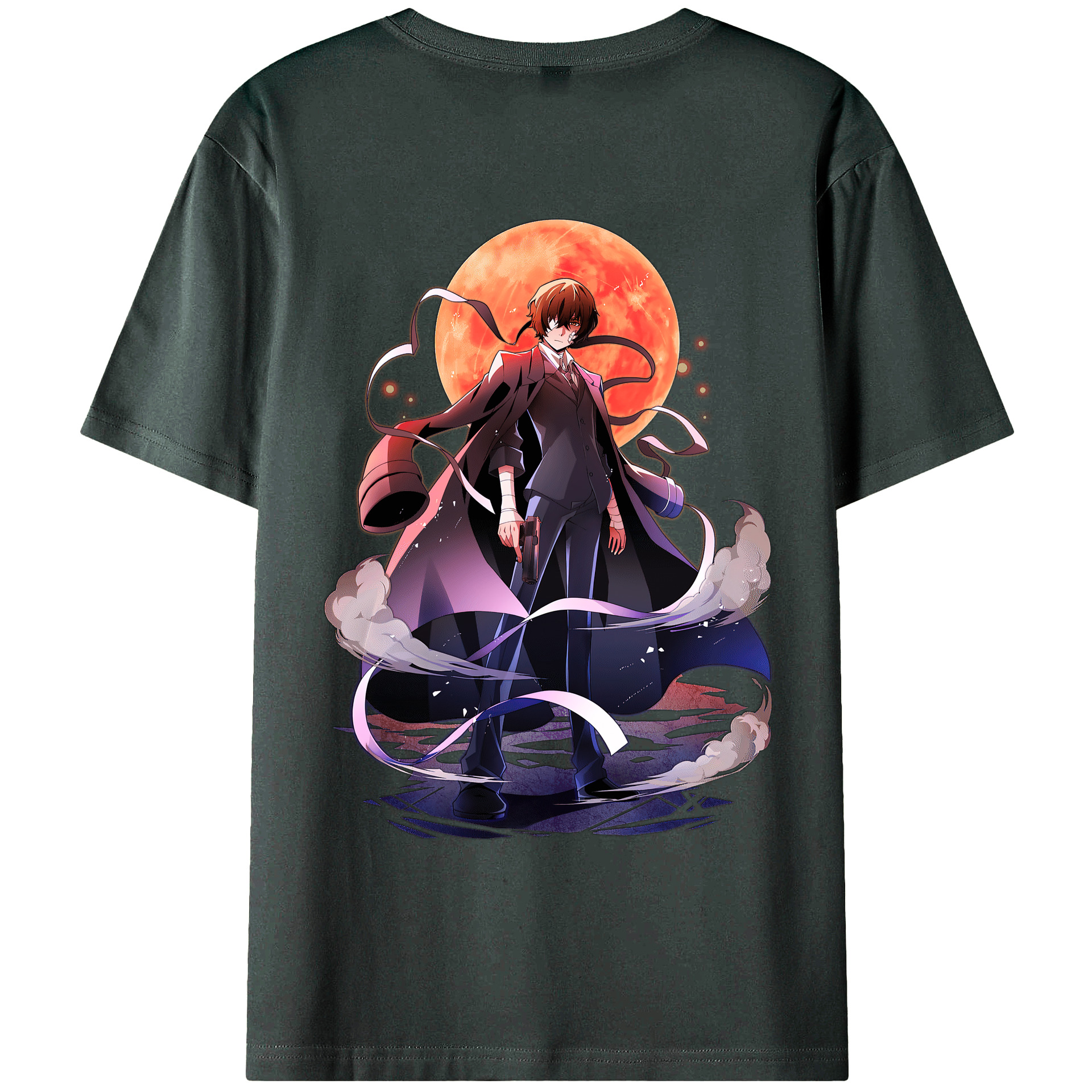 （画像用） 文豪ストレイドッグス Bungo Stray Dogs 綿100％ メンズ半袖Tシャツ（バックプリント） 通気性
